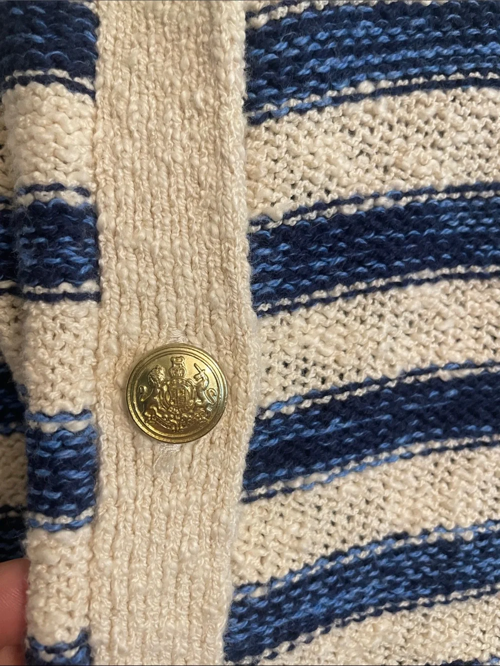 J.Crew Factory Striped Cardigan Sweater Women Size S  Blue White Cotton Button
